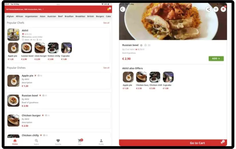 Arrival food ordering app