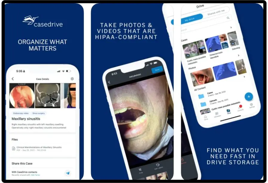 CaseDrive mobile app screens